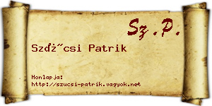 Szücsi Patrik névjegykártya